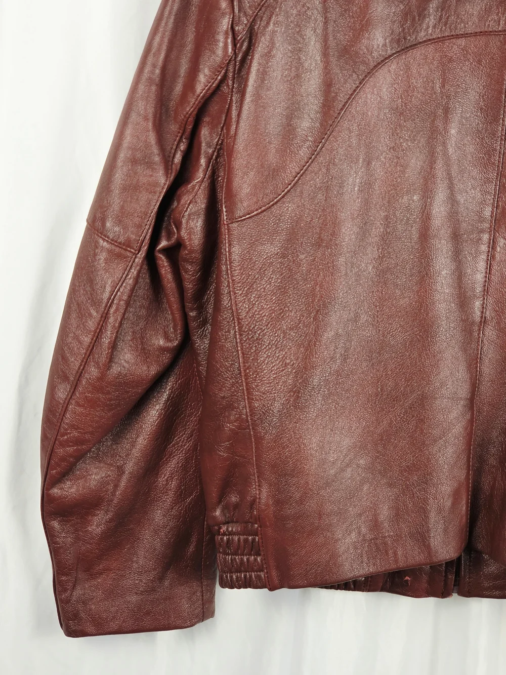 Lapiel Burgundy Leather Bomber Zip Up Jacket Size 42 - Picture 13 of 16